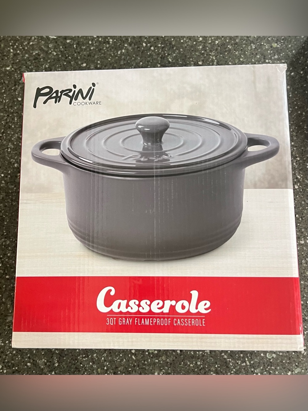 NEW Parini Cookware Gray 3Qt Flameproof Casserole Baking Cooking Dish